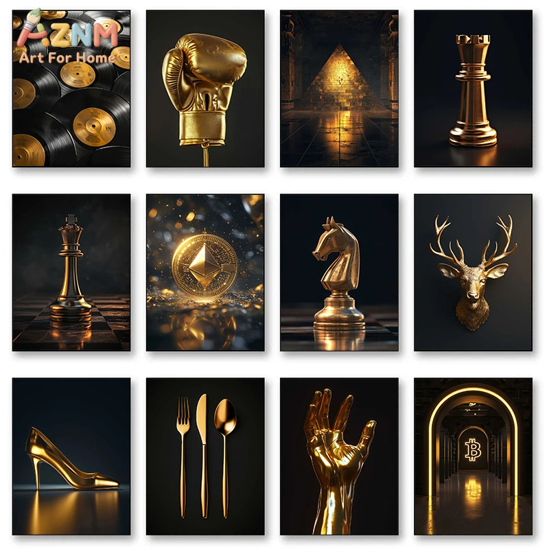 Luxury Lifestyle Items - AZNM Luxury Gold Themed Frameless Canvas