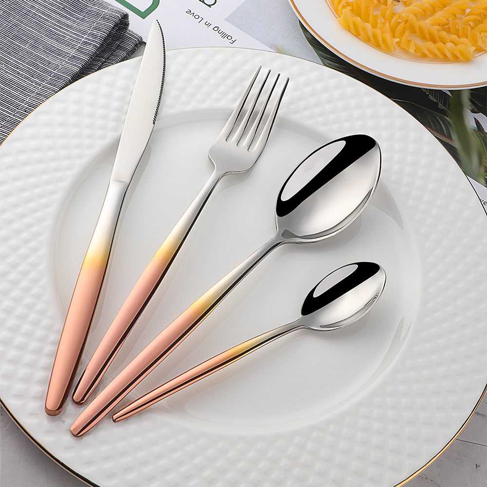 Cầu Vồng Phẳng Bằng Bộ Vàng Da - đánh giá và giá Gold Plated Cutlery