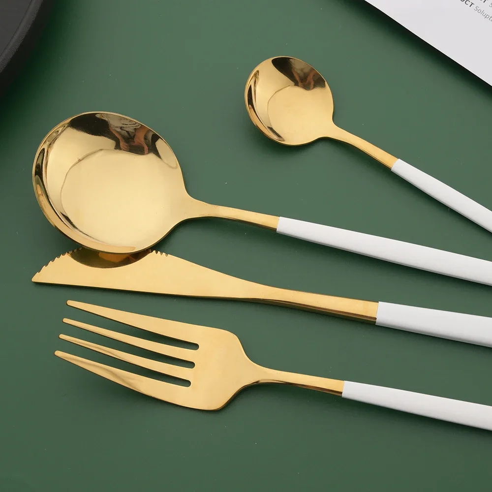 16/24/32/48Pcs Dinnerware Set  - đánh giá và giá Gold Plated Cutlery