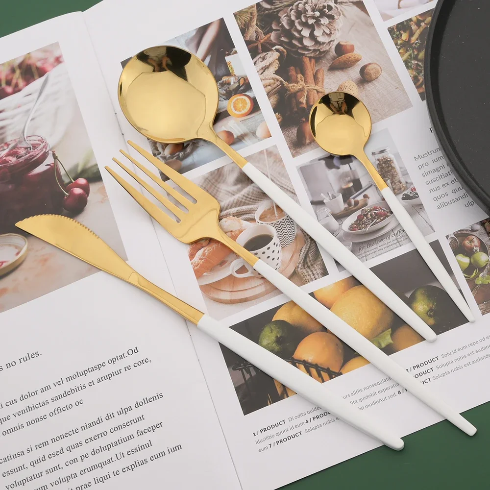 16/24/32/48Pcs Dinnerware Set  - đánh giá và giá Gold Plated Cutlery