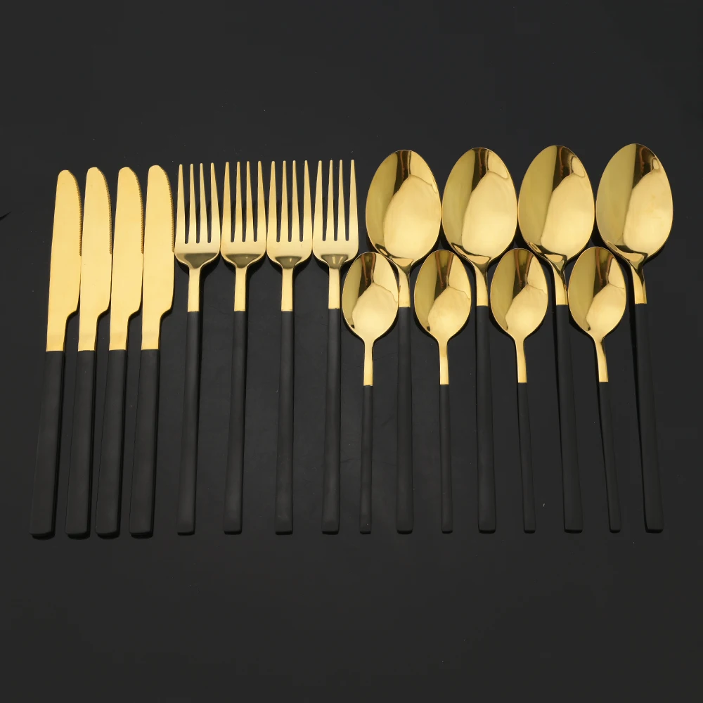 16Pcs Black Gold Cutlery Set S - đánh giá và giá Gold Plated Cutlery