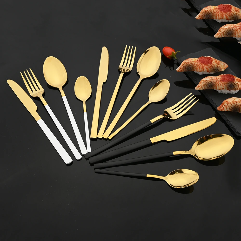 16Pcs Black Gold Cutlery Set S - đánh giá và giá Gold Plated Cutlery