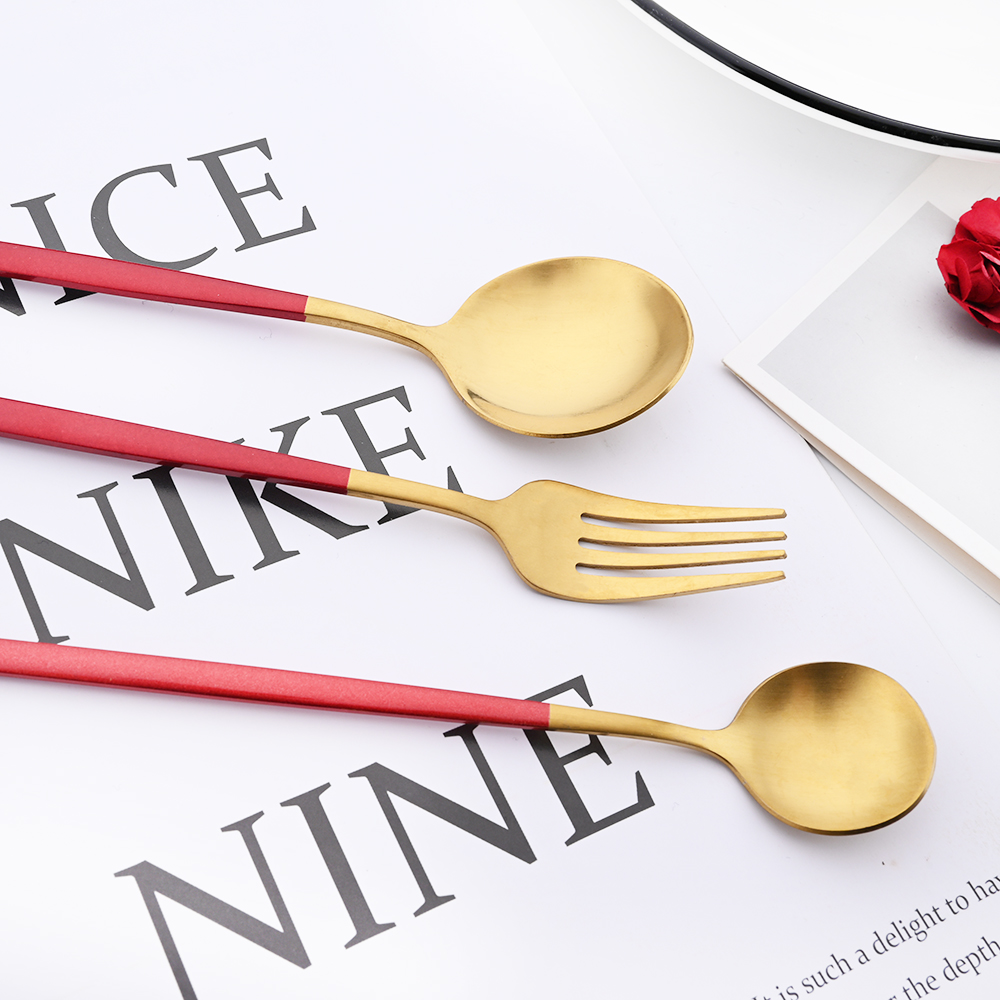 Drmfiy Black Handle Gold Coffe - đánh giá và giá Gold Plated Cutlery