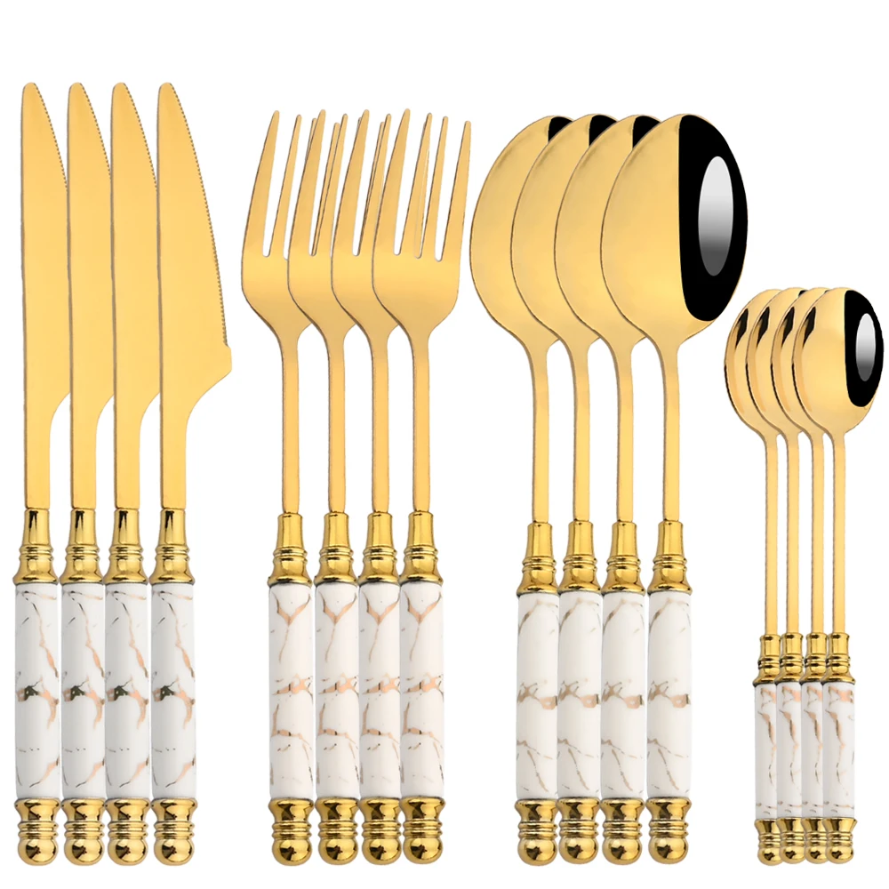 16Pcs Tableware Set Cutlery Se - đánh giá và giá Gold Plated Cutlery