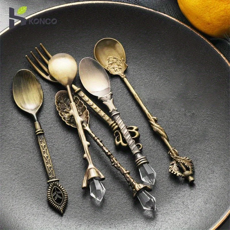6pcs Vintage Spoons Fork Royal - đánh giá và giá Gold Plated Cutlery