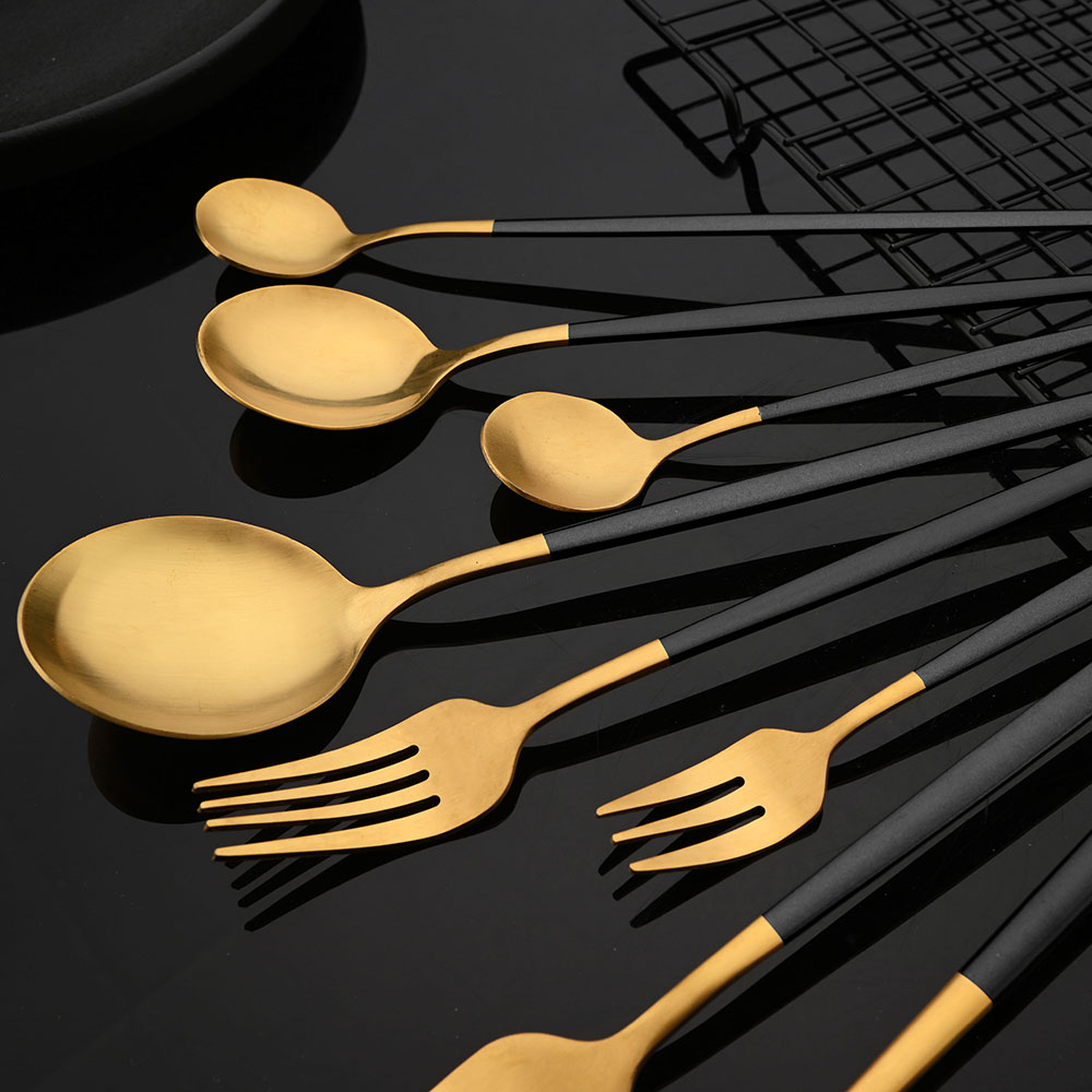Bộ Đồ Ăn Thép Không Gỉ Màu Đen - đánh giá và giá Gold Plated Cutlery
