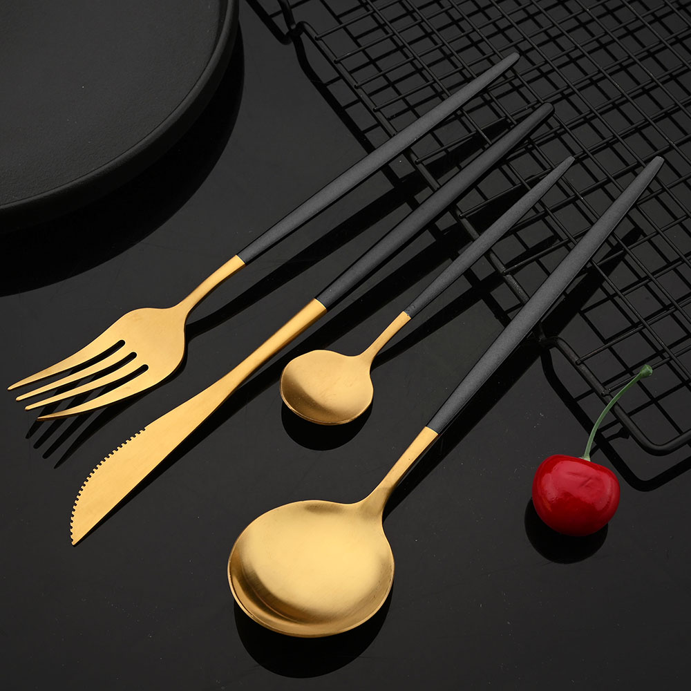 Bộ Đồ Ăn Thép Không Gỉ Màu Đen - đánh giá và giá Gold Plated Cutlery