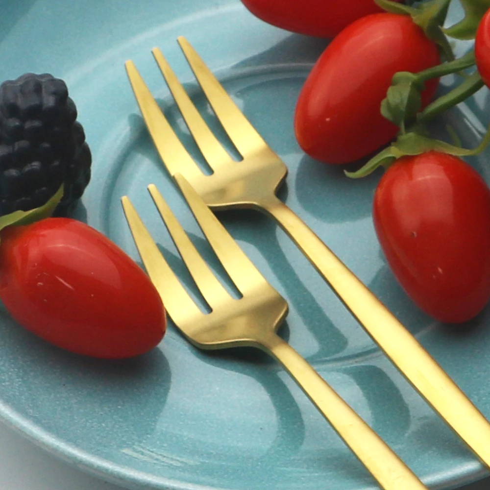 6Pcs Stainless Steel Matte Cak - đánh giá và giá Gold Plated Cutlery
