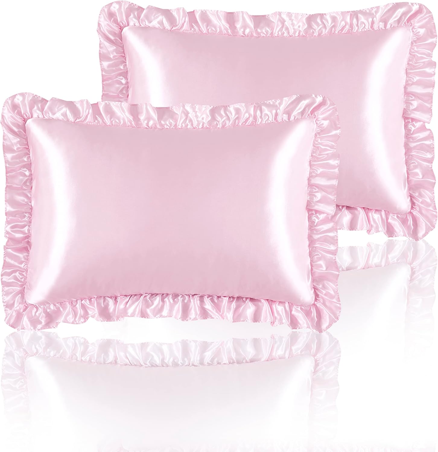 2Pcs Satin Ruffled Pillow Case - đánh giá và giá Silk Pillowcase Set