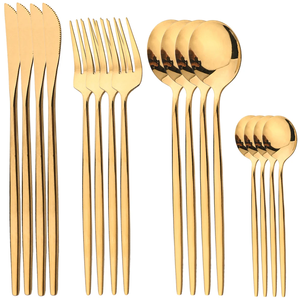 16Pcs Gold Dinnerware Stainles - đánh giá và giá Gold Plated Cutlery