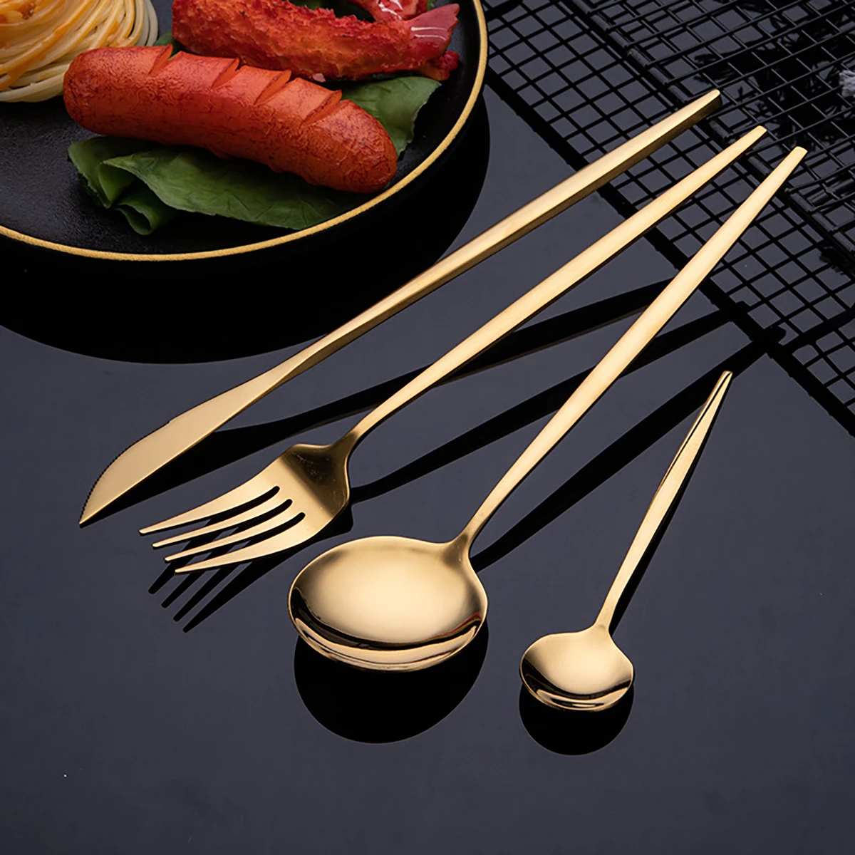 16Pcs Gold Dinnerware Stainles - đánh giá và giá Gold Plated Cutlery
