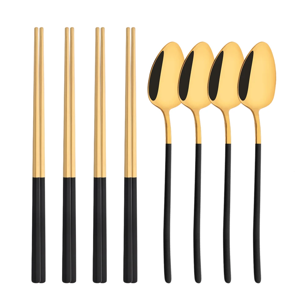 Korean 8Pcs Tableware Set High - đánh giá và giá Gold Plated Cutlery