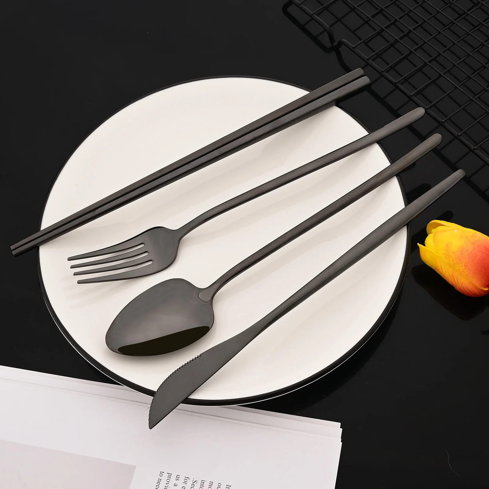 Korean 8Pcs Tableware Set High - đánh giá và giá Gold Plated Cutlery