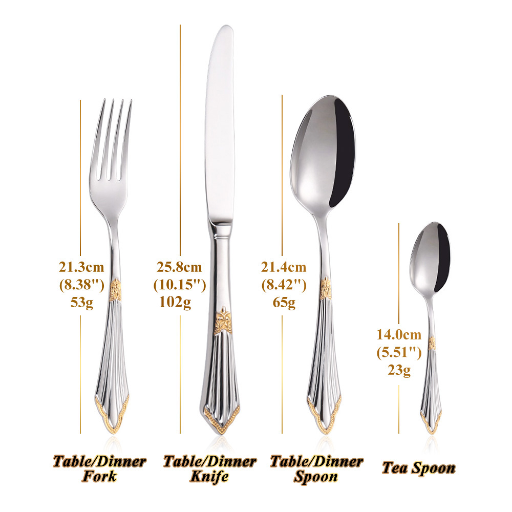 4/8/12/16/20 Miếng Mạ Vàng San - đánh giá và giá Gold Plated Cutlery